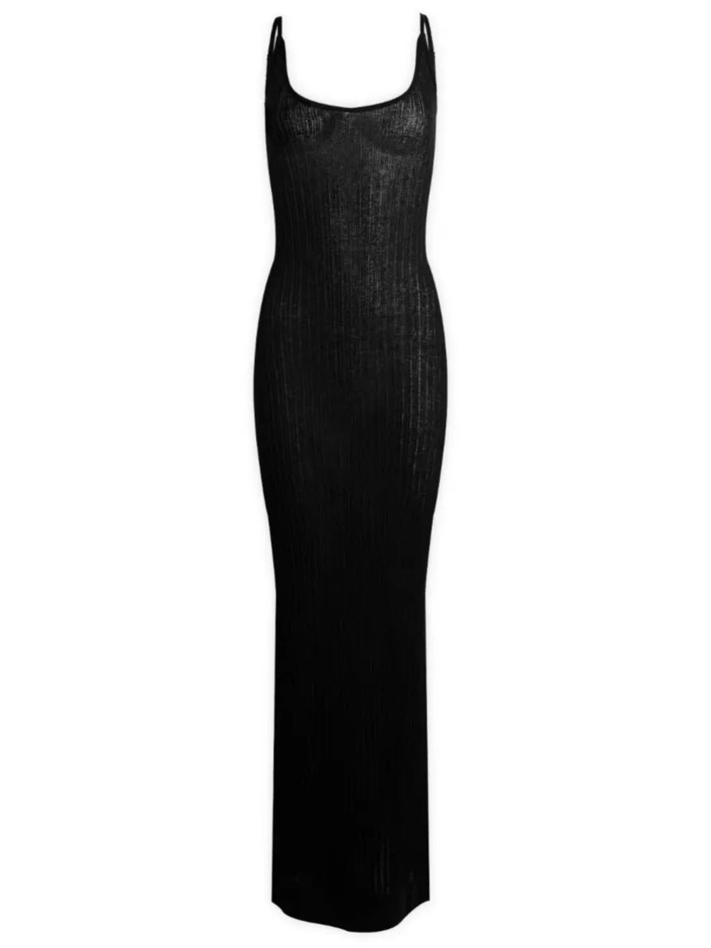 Skims Black Sheer Knit Midi Dress Size Small